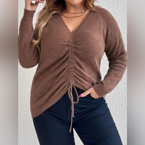 NWOT Raglan Sleeve Drawstring Sweater - Picture 4 of 7